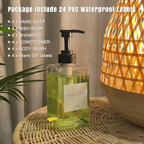 Clear Soap Dispenser Bottles, 15oz 4 Pack