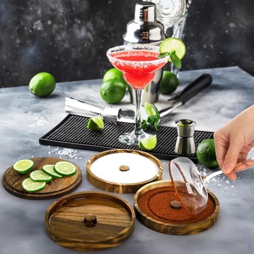 3 Pieces Margarita Salt Rimmer Set, Acacia Wood