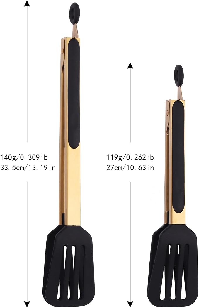 2-Piece Kitchen Spatula Tongs Food Serving Tongs 9" and 12" Cooking - Image 3