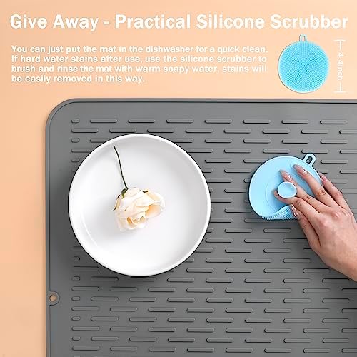 SAPID Silicone Dish Drying Mat: Large 21x18 Inch for Rack & Kitchen