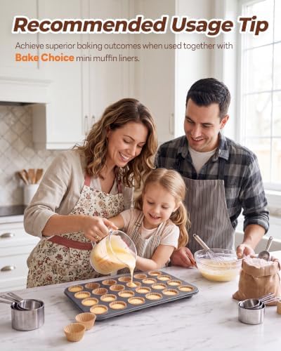 Bake Choice Mini Muffin Pan, Nonstick 24 Cup Mini Cupcake Pans