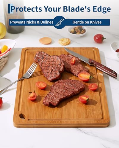 Garvee Bamboo Cutting Board Set of 3 - Multi-Size Wooden Chopping