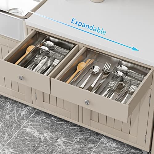 JANE EYRE Expandable Utensil Drawer Organizer, Silver