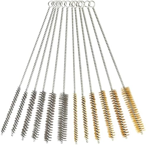 12 Pcs Brass Wire Brush Stainless Steel Wire Brush Set, 12"/30.5cm
