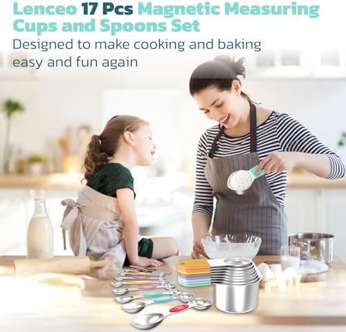 Magnetic Measuring Cups and Spoons Set of 17 - Stackable Stainless