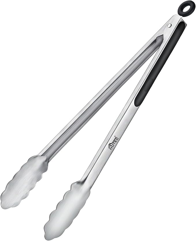 Hotec Stainless Steel Kitchen Tongs, 16 Inch Extra Long Locking Metal Food Tongs by Hotec