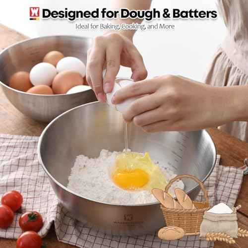 WAGENSTEIGER Stainless Steel Mixing Bowl and 3-Legged Colander Set, Multipurpose Kitchen Basket with Fine Mesh Colander, Salad Mixing Bowl with Strainer, Rinsing Vegetables & Fruits (24cm / 9.45")
