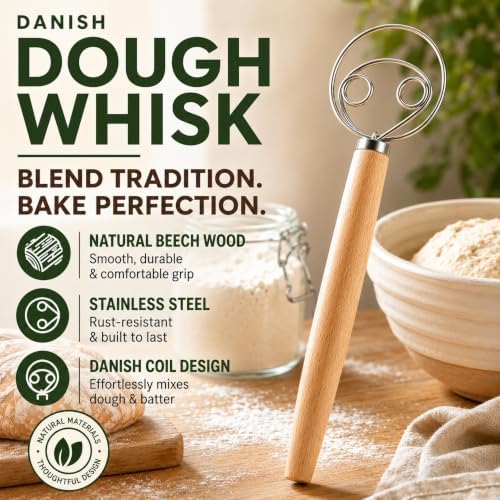 Danish Dough Whisk, Bread Lame, Set 13 Inch Sourdough Scoring Tool