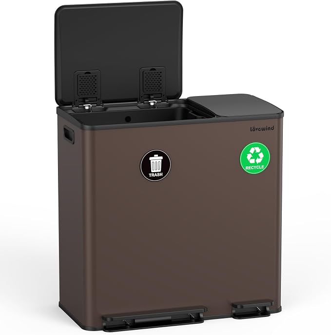 Lovewind Dual Trash Can, 14 + 6 Gallon Garbage Can by LOVEWIND