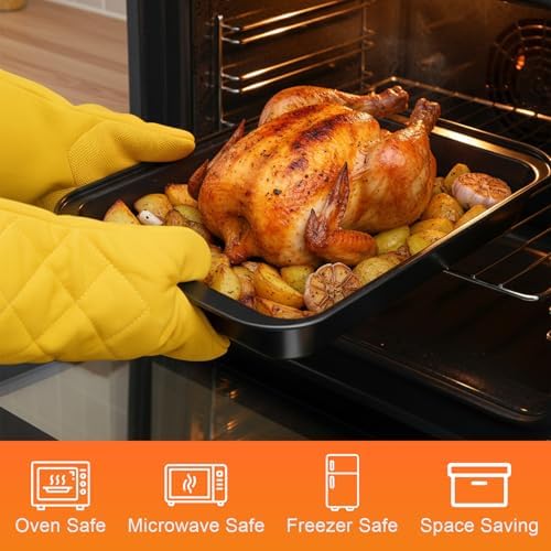 Set of 4 Rectangular Cake Pan, 9 x 13 Inch Non-Stick Baking Pans for