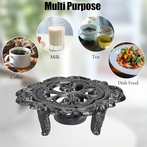 Sumnacon Cast Iron Teapot Warmer Dish Cups Heater Decorative Trivet