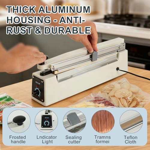 Impulse Heat Sealer with Sealing Bar, White, 16-Inch