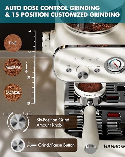Espresso Machine with Grinder and Milk Frother, 20 Bar