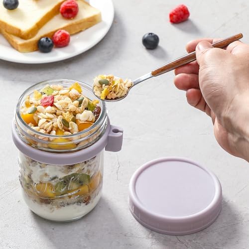 16 oz Glass Overnight Oats Containers with Lids, 6 Pack
