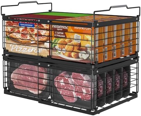 ADRIMER Freezer Organizer Bins, 2 Packs Foldable & Stackable Chest