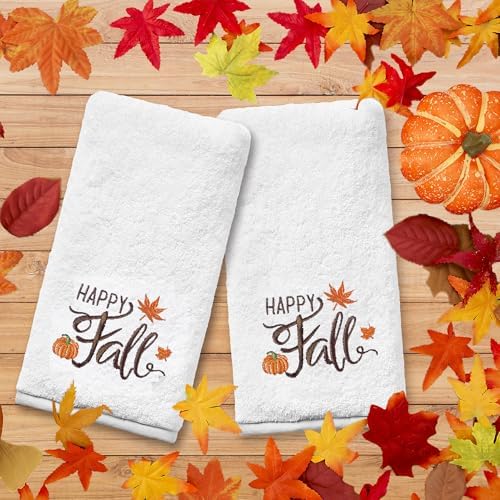 Fall Hand Towels for Bathroom Set of 2, Pumpkin Bathroom Decor