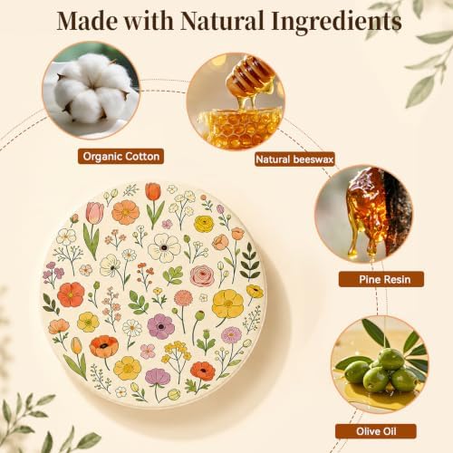 Reusable Beeswax Bowl Covers, 3 Pack, 12/10/8 Inch