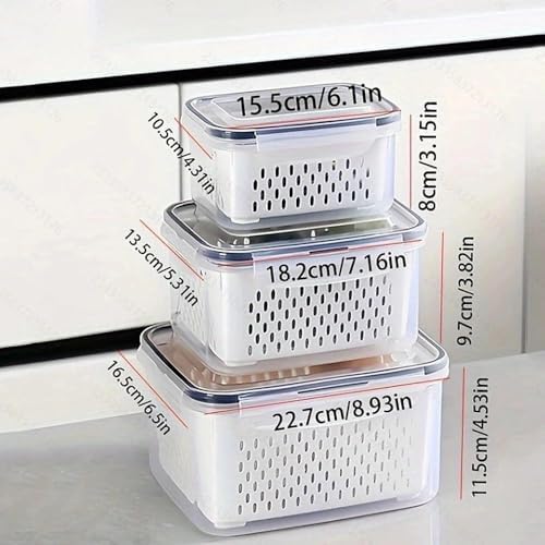 Yuonry 4-in-1 Fruit Storage Container for Fridge, Blue