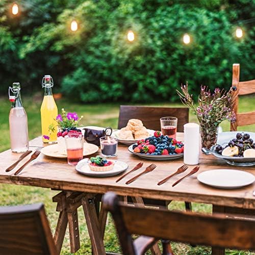 Geiserailie 12 Pcs Wooden Utensils for Eating Wooden Spoon Fork Knife