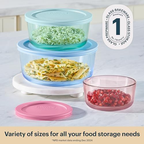 Pyrex Colors 3-Pack Medium Glass Food Storage Containers