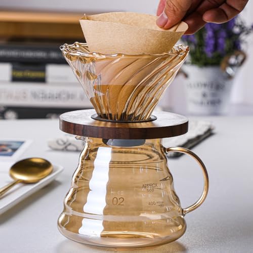 Pour Over Coffee Maker Set, 500ML Glass Carafe, Dripper