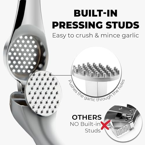 Zulay Kitchen Garlic Press Set, Chrome