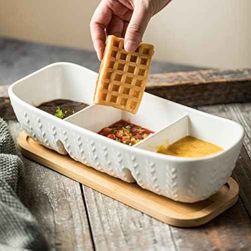 Miamolo Chip and Dip Set Bowl with Divided Serving Tray, Hosting Essentials