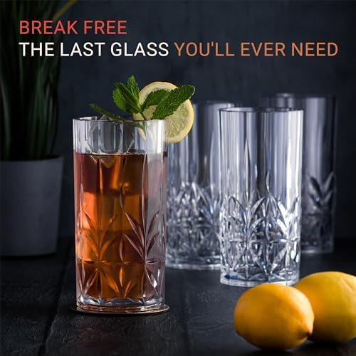 Bravario Unbreakable Plastic Drinking Water Tumblers, Dishwasher Safe