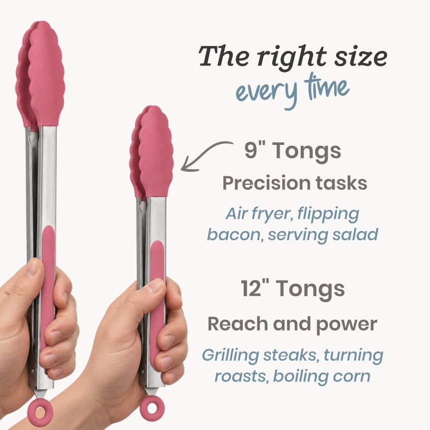 Starpack Silicone Kitchen Tongs, 2-Pack, 9" + 12"