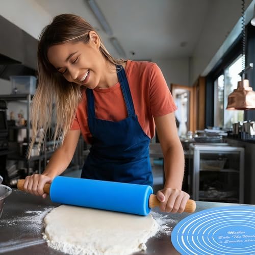 uxcell Rolling Pins Baking 12" Silicone Non-Stick Rolling Pin Light