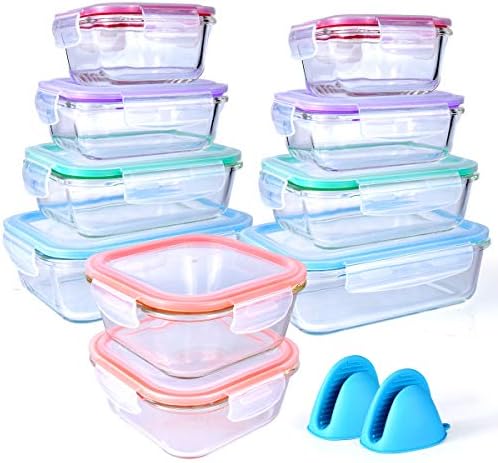 20 Pc Glass Food Storage Containers with Snap Lock Lids
