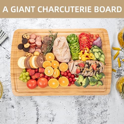 30" Extra Large Bamboo Cutting Boards for Kitchen, Wooden Chopping