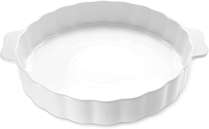 Samsle Ceramic Pie Pan For Baking, 13Inch Round Baking Dish by Samsle