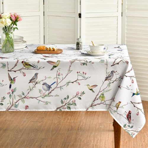 Horaldaily Spring Summer Tablecloth 60 x 84 Inch Rectangular Birds