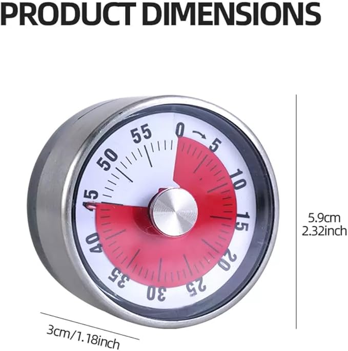 Mechanical Kitchen Timer, 60-Minute Wind Up Countdown Timer - Image 2