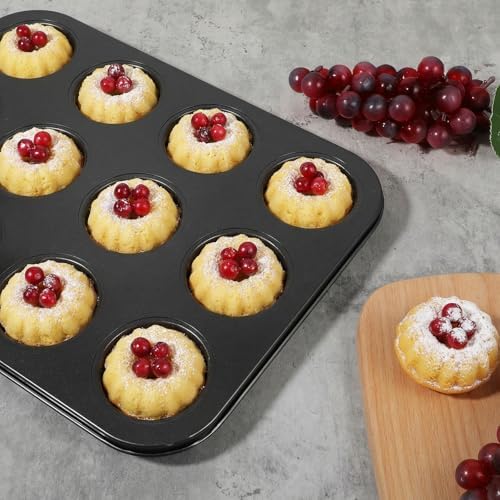 3 Pack Mini Fluted Tube Cake Pan, Non-Stick 12 Cavity Cake Baking Pan