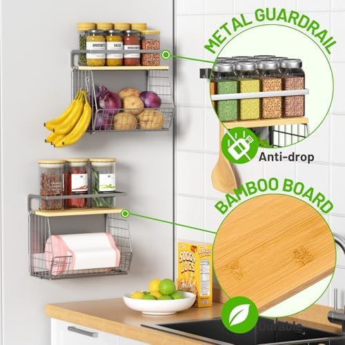 Magnetic Shelf for Fridge with Wood Lid, Fruit Potato and Onion