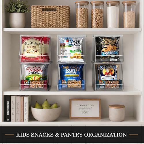 Sorbus Snack Organizer, Clear Stackable Chip Bins, 2 Pack