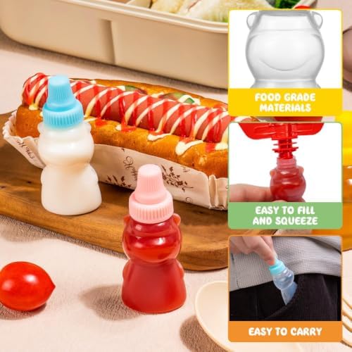 12Pcs Mini Condiment Squeeze Bottles, Small Sauce Containers for Lunch
