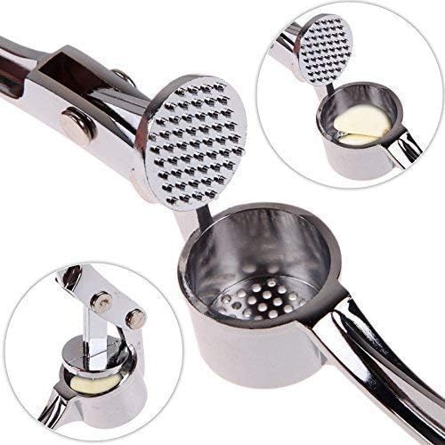 Zinc Alloy Garlic Press, Stainless Steel Look