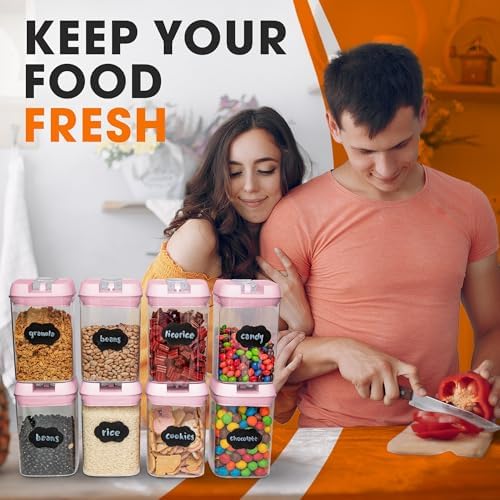 Set of 8 Airtight Food Storage Containers - Pantry Organizer Bins, BPA