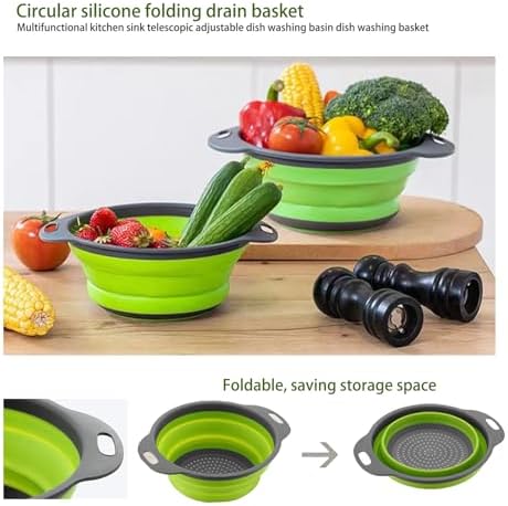 Collapsible Colander Set of 2 (1 Large + 1 Small) – Silicone Kitchen