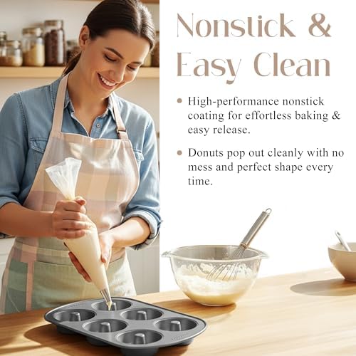Bellemain Nonstick Donut Pan for Baking, 6-Cavity Stainless Steel