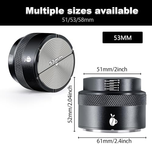 53mm Espresso Tamper with Black Silicone Tamping Mat Set, Stainless