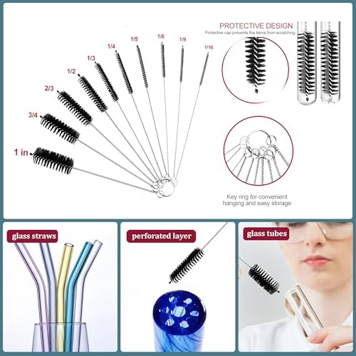 Set of 12 Tube Pipe Cleaners Brush Kit - Bottle & Long Straw Cleaning