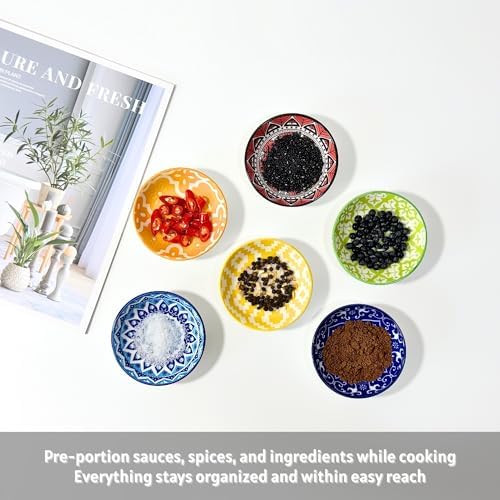 Ceramic Dipping Bowls, 3 oz Soy Sauce Dish Pinch Bowls Set of 6