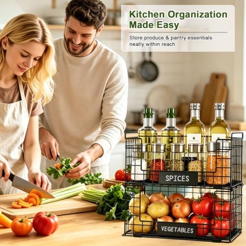 JKsmart 3 Pack XXL Stackable Wire Baskets, Pantry Organizers and
