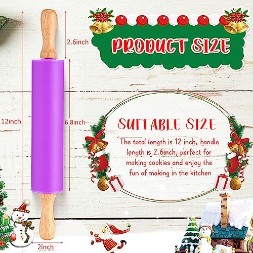 Dandat 6 Pcs Small Rolling Pin Kids 12 Inch Mini Silicone Rolling Pin