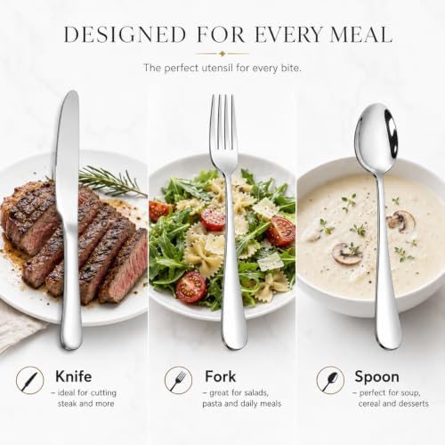 Silverware Set,SANTUO Stainless Steel Knives Spoon Forks Set for Home