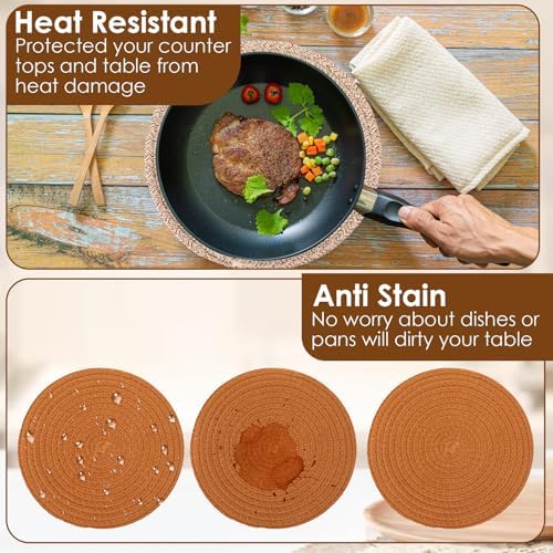 6 Pcs 9.6 Inch Trivets for Hot Dishes with with Storage Basket, Hot